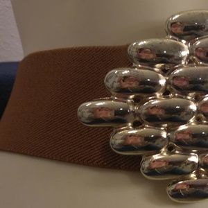 Brown Nylon and Gold Buckle Belt